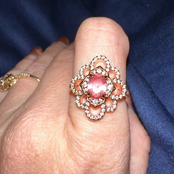 Elegant Pink Gemstone Ring in Rose Gold - Picture 5 of 9